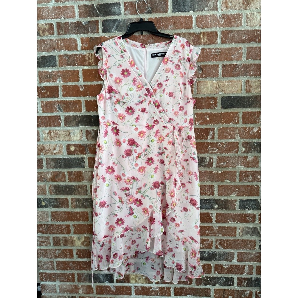 Karl Lagerfeld Karl Lagerfeld High-Low Floral Midi Dress Size 14